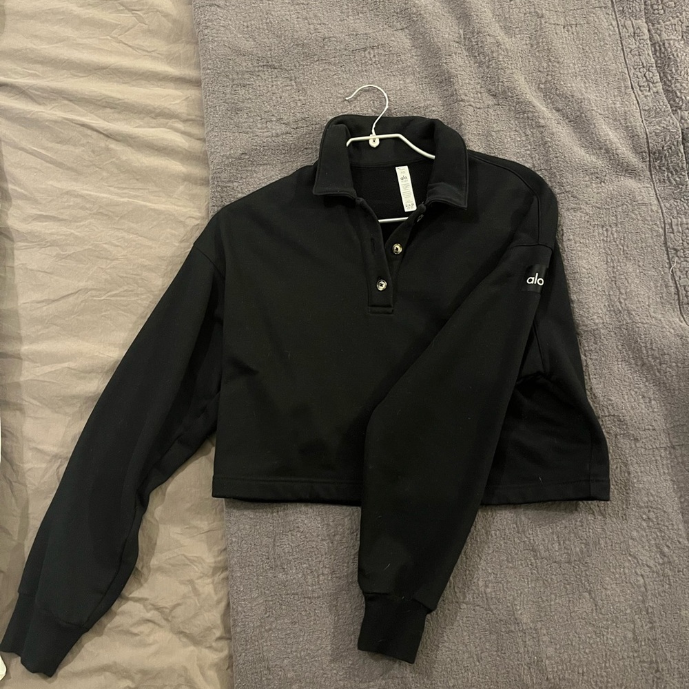 Alo Black Long Sleeve Polo